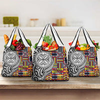 Niue Hiapo and Maori Decoration Tattoos Grocery Bag LT03 3-pack One Size White - Polynesian Pride