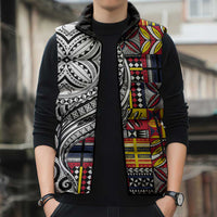 Niue Hiapo and Maori Decoration Tattoos Sleeveless Puffer Jacket - Polynesian Pride