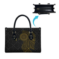 Niue Polynesian Hiapo Tattoo Art Leather Bag Half Style Black Gold Color LT03 - Polynesian Pride