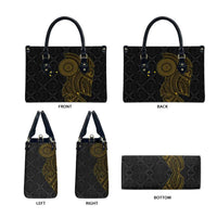 Niue Polynesian Hiapo Tattoo Art Leather Bag Half Style Black Gold Color LT03 - Polynesian Pride