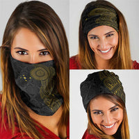 Niue Polynesian Hiapo Tattoo Art Neck Gaiter Half Style Black Gold Color - Polynesian Pride