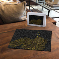 Niue Polynesian Hiapo Tattoo Art Puzzle Half Style Black Gold Color - Polynesian Pride