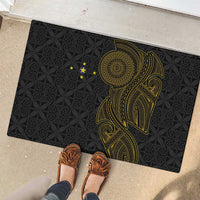 Niue Polynesian Hiapo Tattoo Art Rubber Doormat Half Style Black Gold Color LT03 - Polynesian Pride