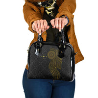 Niue Polynesian Hiapo Tattoo Art Shoulder Handbag Half Style Black Gold Color - Polynesian Pride
