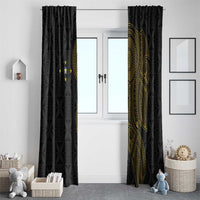 Niue Polynesian Hiapo Tattoo Art Window Curtain Half Style Black Gold Color - Polynesian Pride