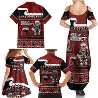 New Zealand Christmas Family Matching Summer Maxi Dress and Hawaiian Shirt Meri Kirihimete Aotearoa Warrior on Waka with Maori Art Tattoo LT03 - Polynesian Pride