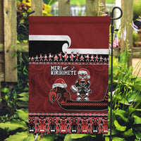 New Zealand Christmas Garden Flag Meri Kirihimete Aotearoa Warrior on Waka with Maori Art Tattoo LT03 Garden Flag Red - Polynesian Pride