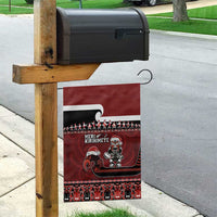 New Zealand Christmas Garden Flag Meri Kirihimete Aotearoa Warrior on Waka with Maori Art Tattoo LT03 - Polynesian Pride