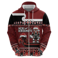 New Zealand Christmas Hoodie Meri Kirihimete Aotearoa Warrior on Waka with Maori Art Tattoo LT03 - Polynesian Pride