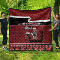 New Zealand Christmas Quilt Meri Kirihimete Aotearoa Warrior on Waka with Maori Art Tattoo LT03 - Polynesian Pride