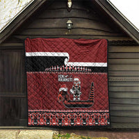 New Zealand Christmas Quilt Meri Kirihimete Aotearoa Warrior on Waka with Maori Art Tattoo LT03 - Polynesian Pride