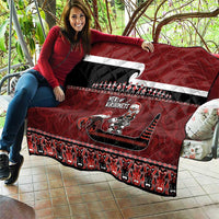 New Zealand Christmas Quilt Meri Kirihimete Aotearoa Warrior on Waka with Maori Art Tattoo LT03 - Polynesian Pride