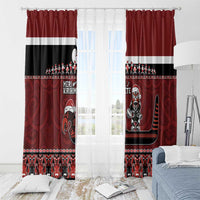 New Zealand Christmas Window Curtain Meri Kirihimete Aotearoa Warrior on Waka with Maori Art Tattoo LT03 - Polynesian Pride