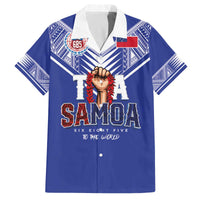 Toa Samoa Rugby Family Matching Off The Shoulder Long Sleeve Dress and Hawaiian Shirt Six Eight Five to The World LT03 Dad's Shirt - Short Sleeve Blue - Polynesian Pride