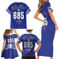 Toa Samoa Rugby Family Matching Short Sleeve Bodycon Dress and Hawaiian Shirt Six Eight Five to The World LT03 - Polynesian Pride