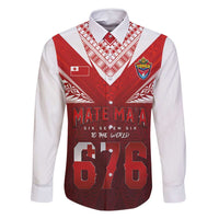 Mate Ma'a Tonga Rugby Family Matching Off Shoulder Maxi Dress and Hawaiian Shirt Six Seven Six to The World LT03 Dad's Shirt - Long Sleeve Red - Polynesian Pride