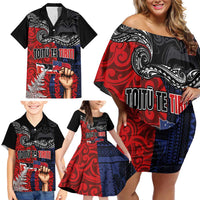 Aotearoa and Samoa Toitu Te Tiriti Family Matching Off Shoulder Short Dress and Hawaiian Shirt Honour the Treaty - Te Tiriti Is Us LT03 - Polynesian Pride