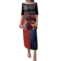 Aotearoa and Samoa Toitu Te Tiriti Family Matching Puletasi and Hawaiian Shirt Honour the Treaty - Te Tiriti Is Us LT03 Mom's Dress Black - Polynesian Pride