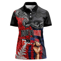 Aotearoa and Samoa Toitu Te Tiriti Women Polo Shirt Honour the Treaty - Te Tiriti Is Us LT03 Female Black - Polynesian Pride