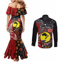 Aotearoa and Australia Toitu Te Tiriti Couples Matching Mermaid Dress and Long Sleeve Button Shirt Honour the Treaty - Te Tiriti Is Us