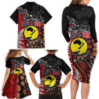 Aotearoa and Australia Toitu Te Tiriti Family Matching Long Sleeve Bodycon Dress and Hawaiian Shirt Honour the Treaty - Te Tiriti Is Us LT03 - Polynesian Pride