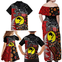 Aotearoa and Australia Toitu Te Tiriti Family Matching Off Shoulder Maxi Dress and Hawaiian Shirt Honour the Treaty - Te Tiriti Is Us LT03 - Polynesian Pride