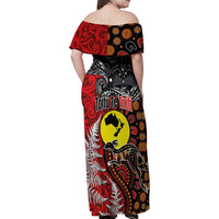 Aotearoa and Australia Toitu Te Tiriti Family Matching Off Shoulder Maxi Dress and Hawaiian Shirt Honour the Treaty - Te Tiriti Is Us LT03 - Polynesian Pride