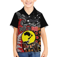 Aotearoa and Australia Toitu Te Tiriti Kid Hawaiian Shirt Honour the Treaty - Te Tiriti Is Us LT03 Kid Black - Polynesian Pride