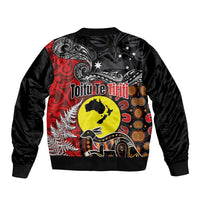 Aotearoa and Australia Toitu Te Tiriti Sleeve Zip Bomber Jacket Honour the Treaty - Te Tiriti Is Us