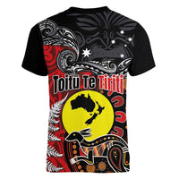 Aotearoa and Australia Toitu Te Tiriti Women V-Neck T-Shirt Honour the Treaty - Te Tiriti Is Us