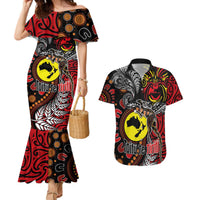 Aotearoa and Australia Toitu Te Tiriti Couples Matching Mermaid Dress and Hawaiian Shirt Honour the Treaty - Stand Together Stand Stronger LT03 Black - Polynesian Pride