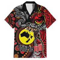 Aotearoa and Australia Toitu Te Tiriti Family Matching Puletasi and Hawaiian Shirt Honour the Treaty - Stand Together Stand Stronger LT03 Dad's Shirt - Short Sleeve Black - Polynesian Pride