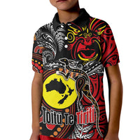 Aotearoa and Australia Toitu Te Tiriti Kid Polo Shirt Honour the Treaty - Stand Together Stand Stronger LT03 Kid Black - Polynesian Pride