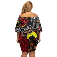 Aotearoa and Australia Toitu Te Tiriti Off Shoulder Short Dress Honour the Treaty - Stand Together Stand Stronger LT03 - Polynesian Pride