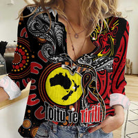 Aotearoa and Australia Toitu Te Tiriti Women Casual Shirt Honour the Treaty - Stand Together Stand Stronger LT03 Female Black - Polynesian Pride