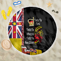 Aotearoa and Niue Toitu Te Tiriti Beach Blanket Honour the Treaty - Fight Together Stand Together LT03 One Size 150cm Black - Polynesian Pride