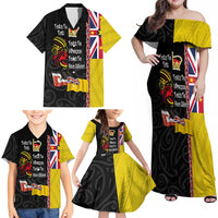 Aotearoa and Niue Toitu Te Tiriti Family Matching Off Shoulder Maxi Dress and Hawaiian Shirt Honour the Treaty - Fight Together Stand Together LT03 - Polynesian Pride