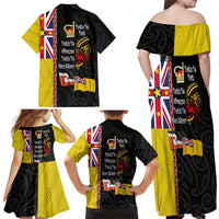 Aotearoa and Niue Toitu Te Tiriti Family Matching Off Shoulder Maxi Dress and Hawaiian Shirt Honour the Treaty - Fight Together Stand Together LT03 - Polynesian Pride