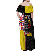 Aotearoa and Niue Toitu Te Tiriti Family Matching Off Shoulder Maxi Dress and Hawaiian Shirt Honour the Treaty - Fight Together Stand Together LT03 - Polynesian Pride