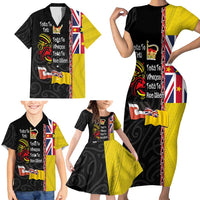 Aotearoa and Niue Toitu Te Tiriti Family Matching Short Sleeve Bodycon Dress and Hawaiian Shirt Honour the Treaty - Fight Together Stand Together LT03 - Polynesian Pride