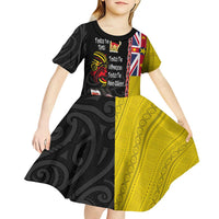 Aotearoa and Niue Toitu Te Tiriti Kid Short Sleeve Dress Honour the Treaty - Fight Together Stand Together LT03 - Polynesian Pride