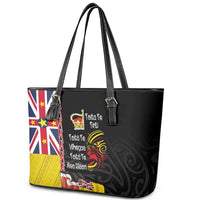 Aotearoa and Niue Toitu Te Tiriti Leather Tote Bag Honour the Treaty - Fight Together Stand Together LT03 - Polynesian Pride
