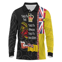 Aotearoa and Niue Toitu Te Tiriti Long Sleeve Polo Shirt Honour the Treaty - Fight Together Stand Together LT03 Black - Polynesian Pride