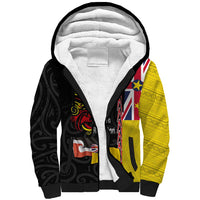 Aotearoa and Niue Toitu Te Tiriti Sherpa Hoodie Honour the Treaty - Fight Together Stand Together LT03 Unisex Black - Polynesian Pride