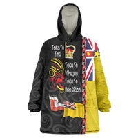 Aotearoa and Niue Toitu Te Tiriti Wearable Blanket Hoodie Honour the Treaty - Fight Together Stand Together LT03 One Size Black - Polynesian Pride