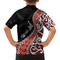 Aotearoa Maori Stylized Koru - Silver Ferns Family Matching Off The Shoulder Long Sleeve Dress and Hawaiian Shirt LT03 - Polynesian Pride