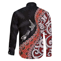 Aotearoa Maori Stylized Koru - Silver Ferns Family Matching Off The Shoulder Long Sleeve Dress and Hawaiian Shirt LT03 - Polynesian Pride