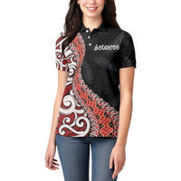 Aotearoa Maori Stylized Koru - Silver Ferns Women Polo Shirt