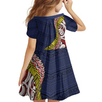 Aotearoa and Niue Family Matching Off Shoulder Maxi Dress and Hawaiian Shirt Hiapo Maori Stylized Koru LT03 - Polynesian Pride