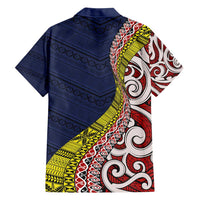 Aotearoa and Niue Family Matching Off Shoulder Short Dress and Hawaiian Shirt Hiapo Maori Stylized Koru LT03 - Polynesian Pride